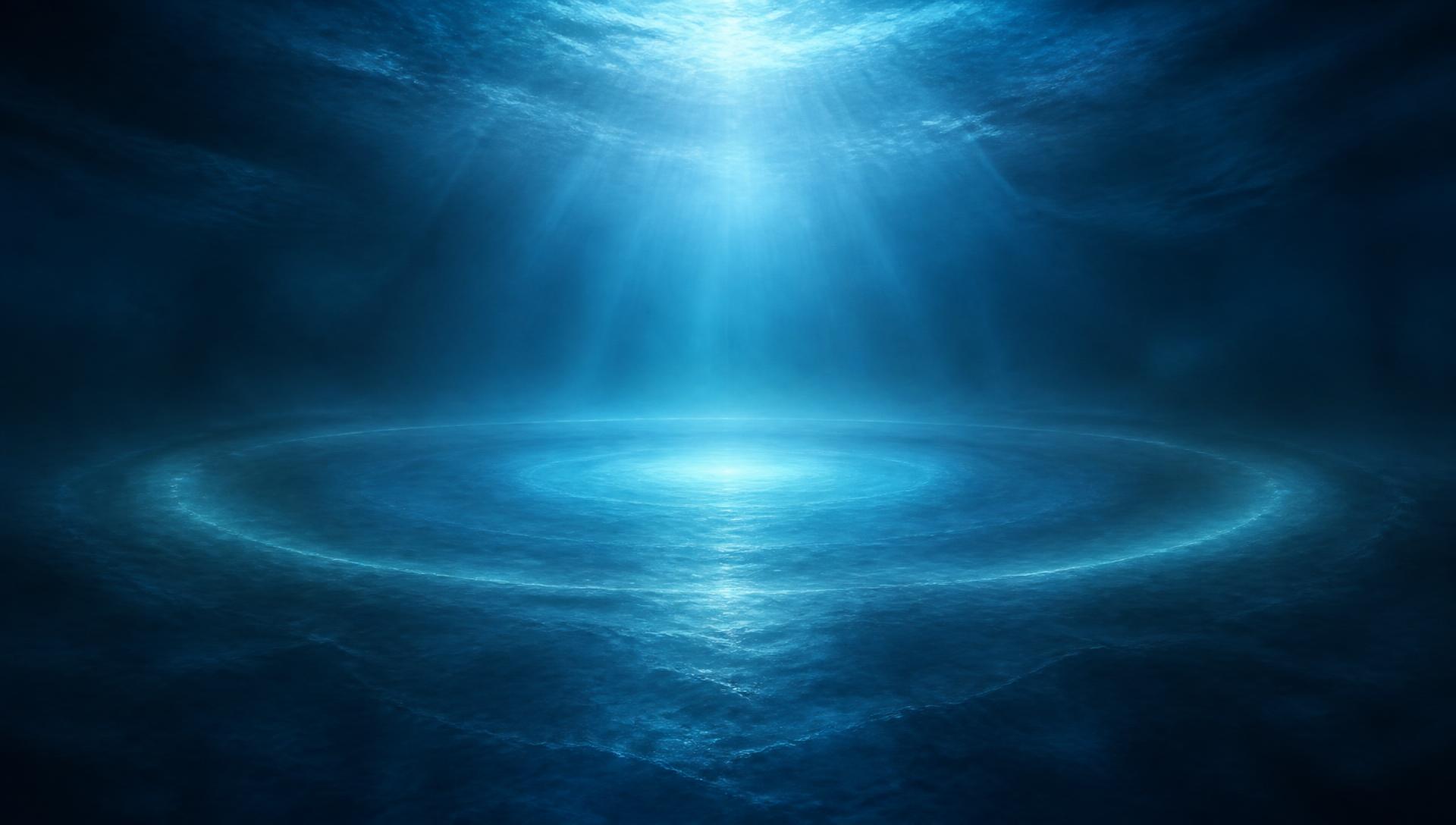 Light descending through deep water in concentric rings